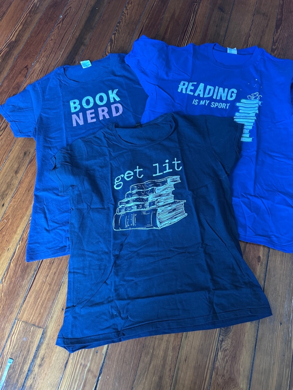 Three Reader/Books Themed T-shirts